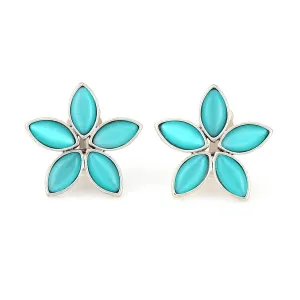 AQUA BLUE FLOWER CLIP ON EARRINGS #228AQ3201 (1F14)