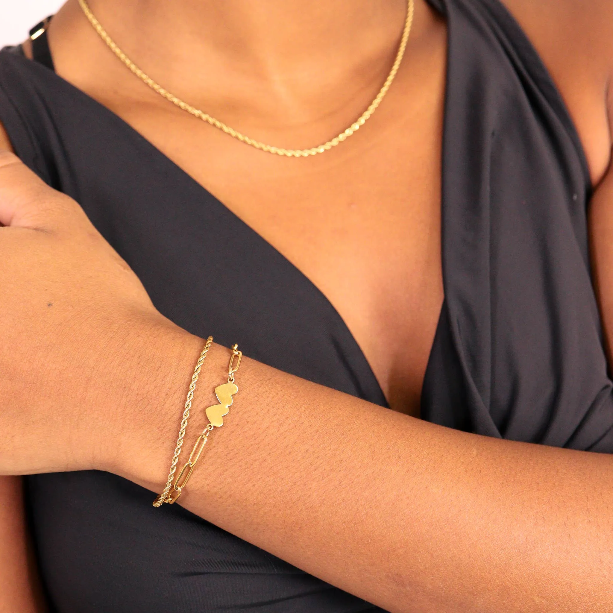 Ashley 18K Gold PVD and Stainless Steel PVD Rope Chain Bracelet