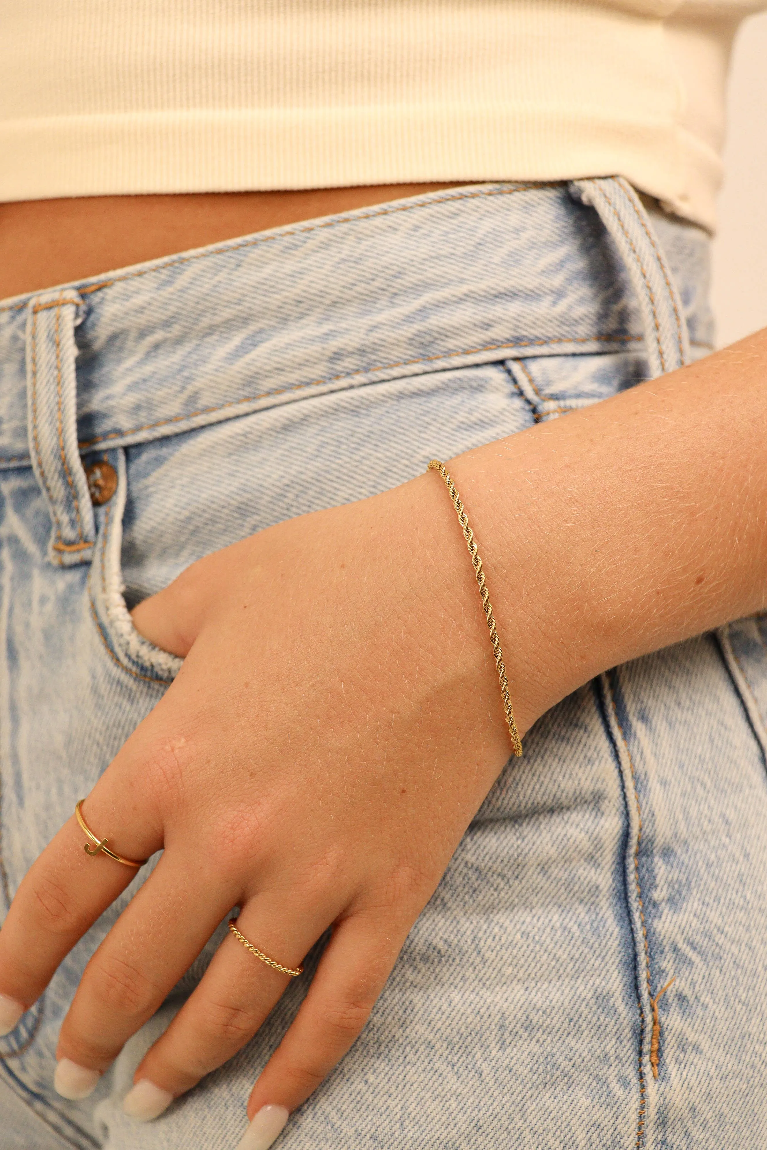 Ashley 18K Gold PVD and Stainless Steel PVD Rope Chain Bracelet