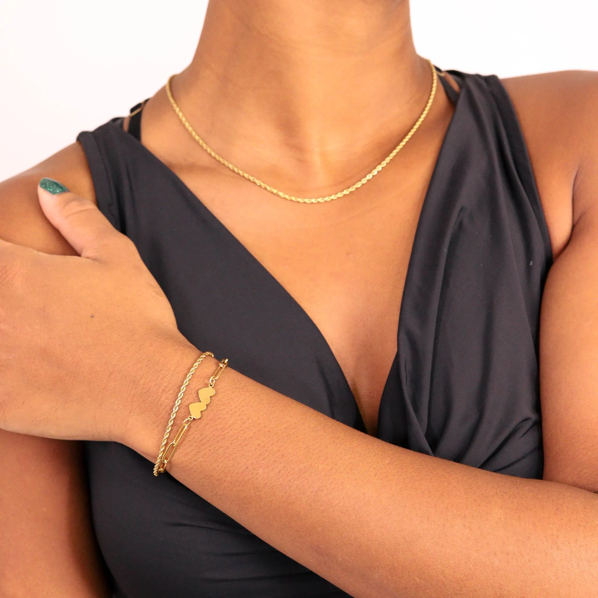 Ashley 18K Gold PVD and Stainless Steel PVD Rope Chain Bracelet