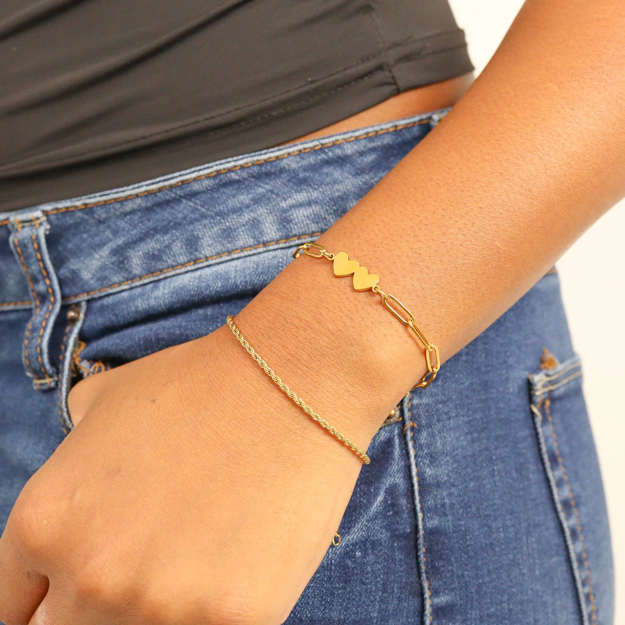 Ashley 18K Gold PVD and Stainless Steel PVD Rope Chain Bracelet