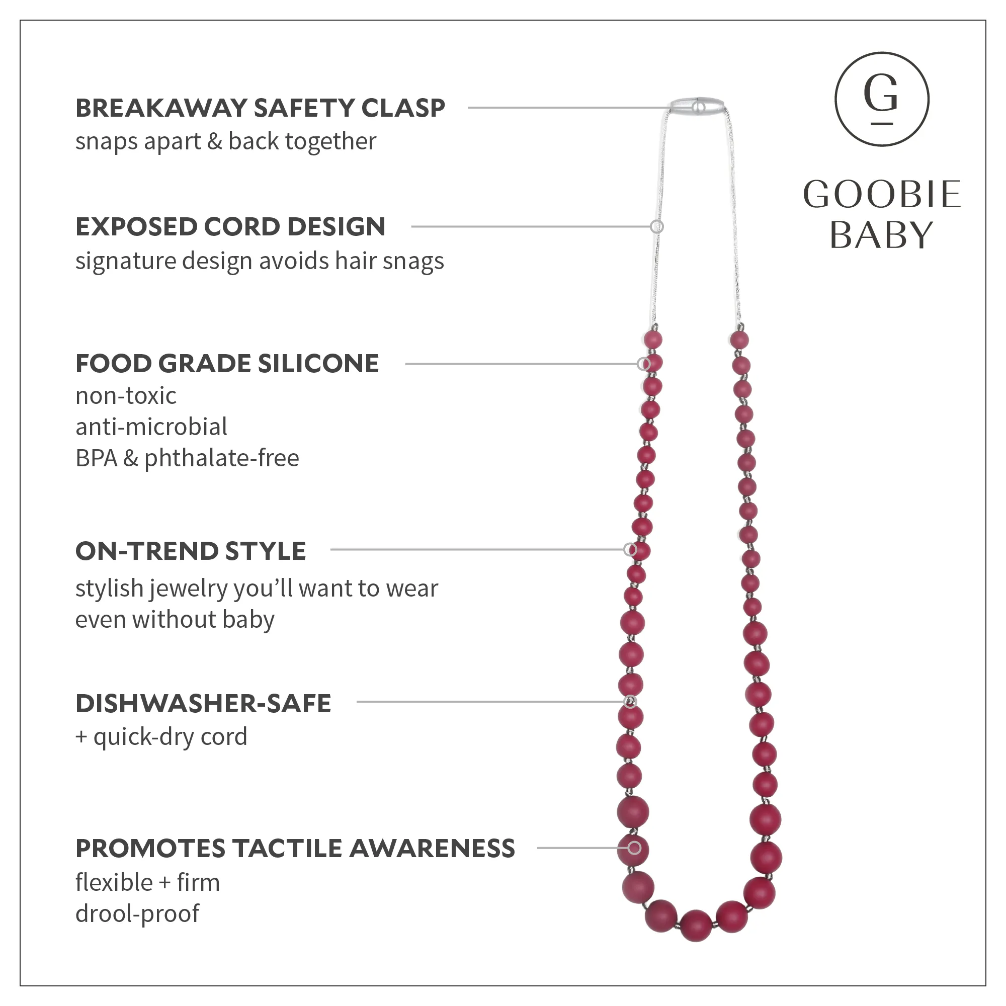 Audrey Teething Necklace - Maroon