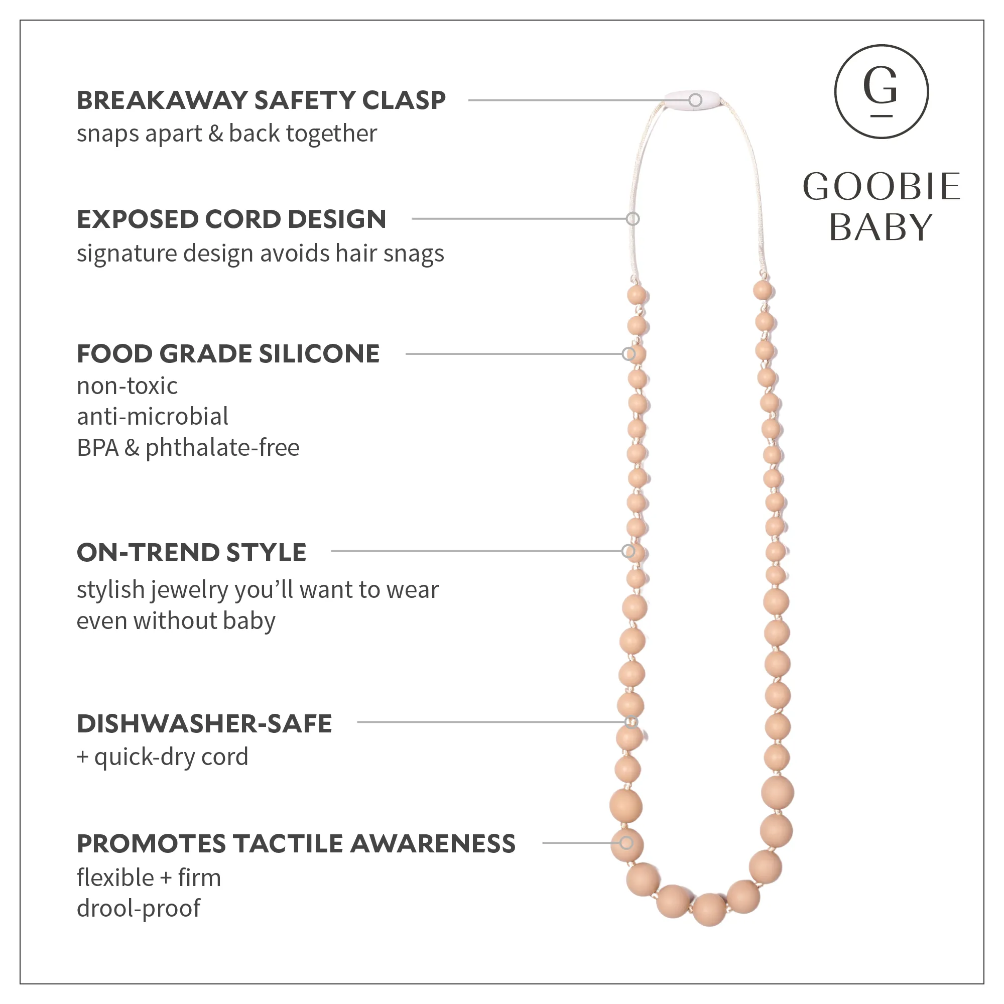 Audrey Teething Necklace - Oatmeal