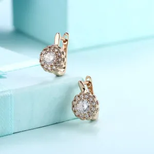 Austrian Crystal Bursting Star Leverback Earrings - 18K Gold Plated