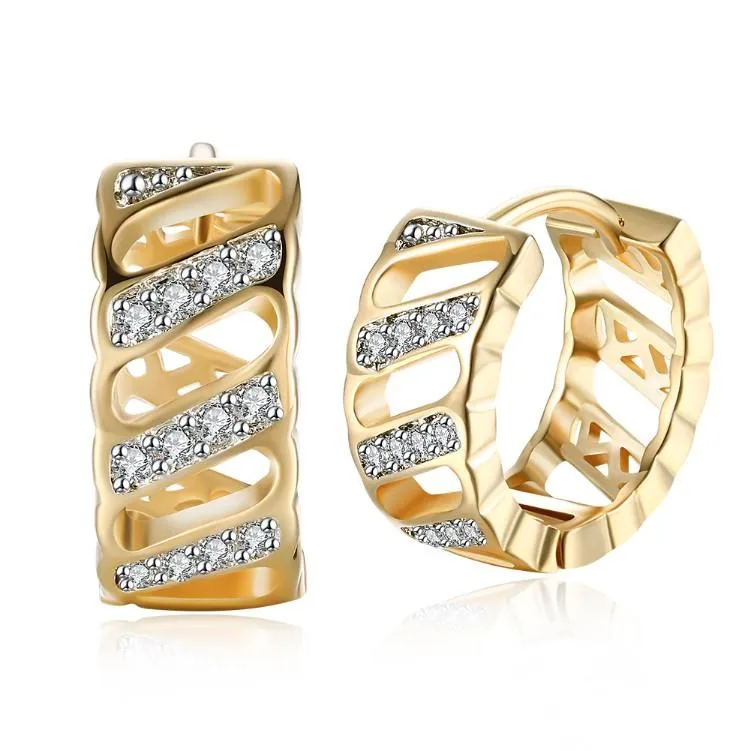 Austrian Crystal Curved Huggies in 18K Gold Plating - Hypoallergenic & Comfort Fit