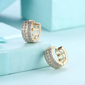 Austrian Crystal Dangling Huggies Set in 18K Gold - Hypoallergenic Jewelry