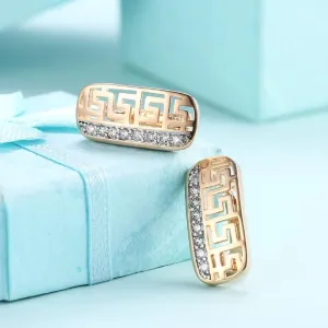 Austrian Crystal Micro-Pav'e Huggie Hoop Earrings - Laser Cut, 18K Gold Plated
