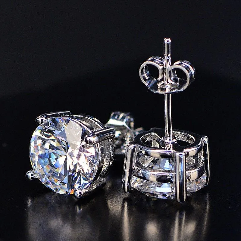 Austrian Crystal Pave Halo Disc Necklace & Stud Earring Set - 18K White Gold Plated with Warranty Card and Gift Box