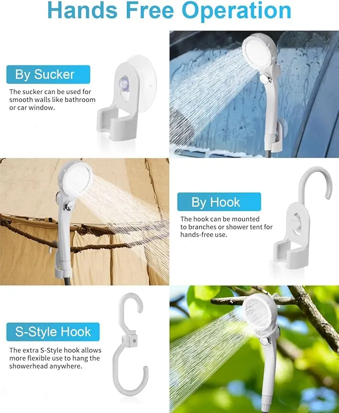 AUTOPkio Portable Camping Shower, Plug-and-Play Camp Showerhead Kit with Brushless Motor Camp Shower Pump for Outdoor Hiking, Rv Travel