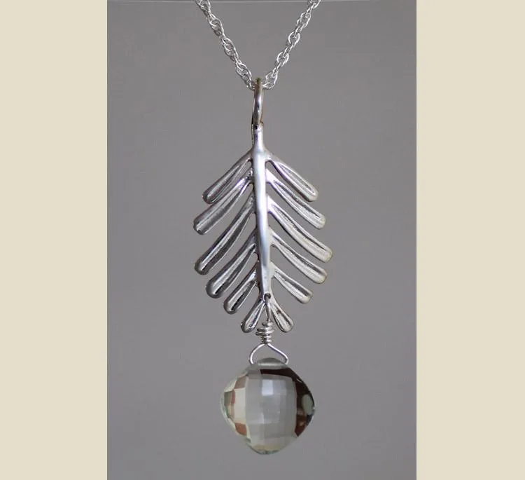 Balsam Necklace - Sterling Silver with Green Garnet Briolette