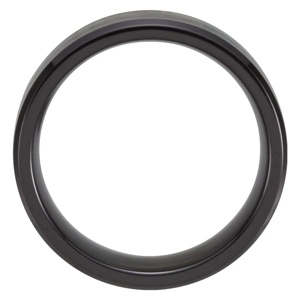 Black Titanium 8mm Beveled Band with Black Carbon Fiber Inlay , Size 10