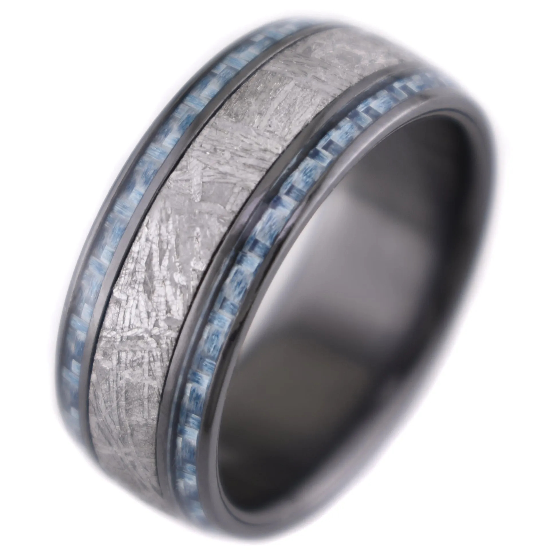 Black Zirconium with Meteorite and Twin Light Blue Carbon Fiber