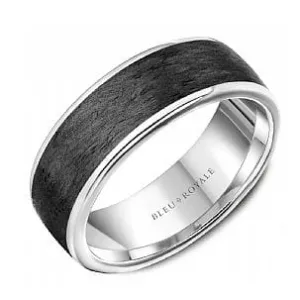 Bleu Royale 14K White Gold Black Carbon Fiber Band