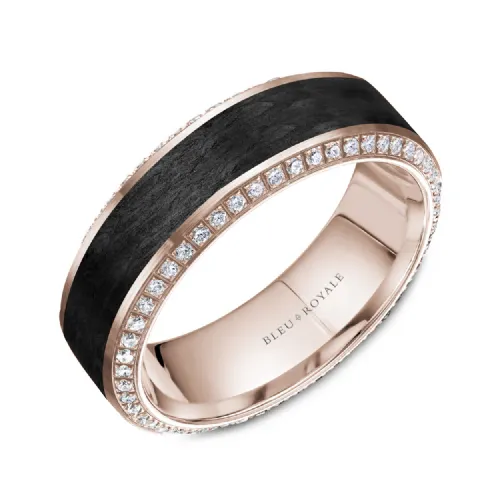 Bleu Royale (7.5mm) 14K Gold and Diamonds with Forged Carbon Fiber Band