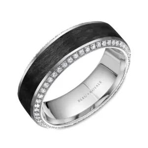 Bleu Royale (7.5mm) 14K Gold and Diamonds with Forged Carbon Fiber Band