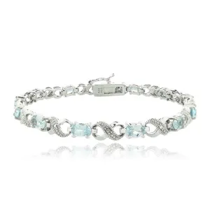 Blue Topaz Infinity Bracelet in 18K White Gold Plated - Hypoallergenic & Made to Last