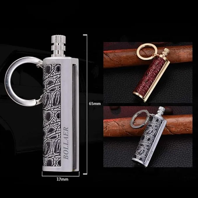 BOLLAER Keychain Flint Metal Matchstick Fire, Car Key Rings, Kerosene Refillable Lighter, EDC Best Gift Ideas and BBQ Camping Emergency Survival Gear for Men Women