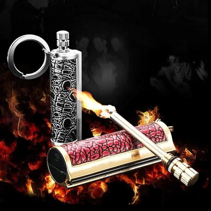 BOLLAER Keychain Flint Metal Matchstick Fire, Car Key Rings, Kerosene Refillable Lighter, EDC Best Gift Ideas and BBQ Camping Emergency Survival Gear for Men Women