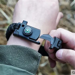Bracelet For Men Outdoor Camping Rescue Paracord Survival Parachute Cord Multifunctional Braided Rope Adjustable Knife Whistle