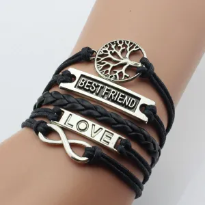 Bracelets Vintage Owl Bird Anchor wing infinity bracelet Multicolor woven leather bracelet & Bangle BQK002 (17 types available)