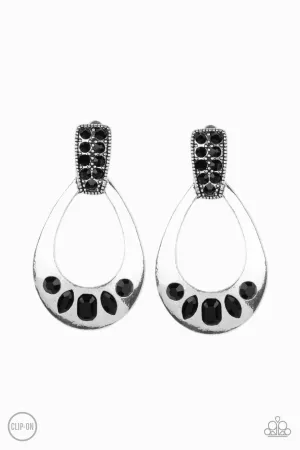 Broker Babe Black Paparazzi Clip-On Earrings