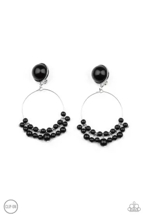 Cabaret Charm Black Clip-On Earrings Paparazzi