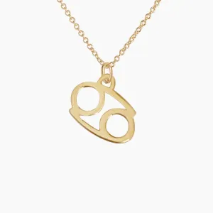 Cancer Sign Zodiac Necklace in 14k Gold