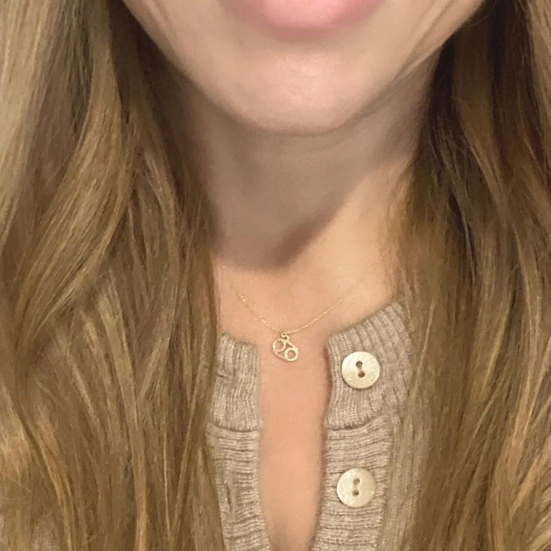 Cancer Sign Zodiac Necklace in 14k Gold