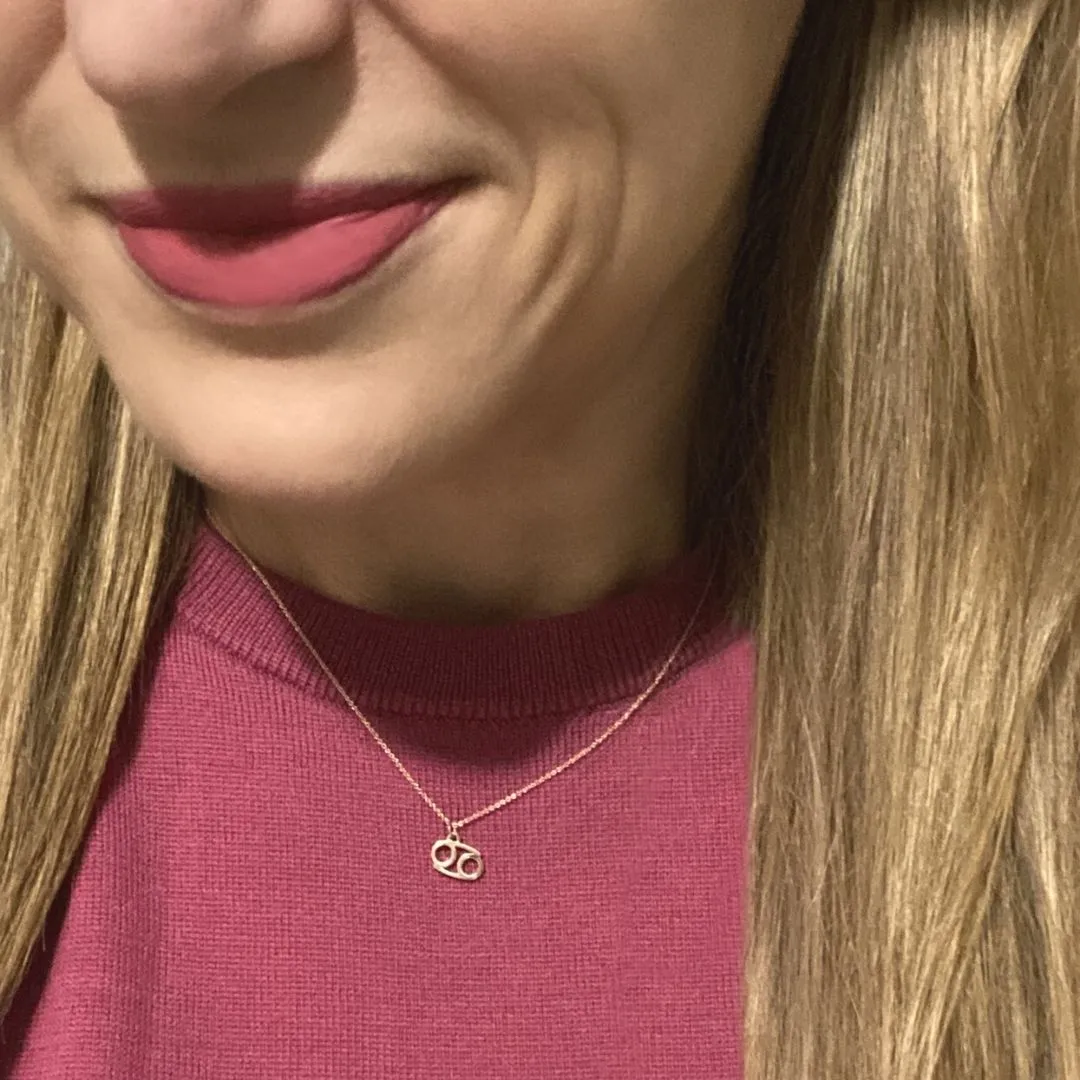 Cancer Sign Zodiac Necklace in 14k Gold