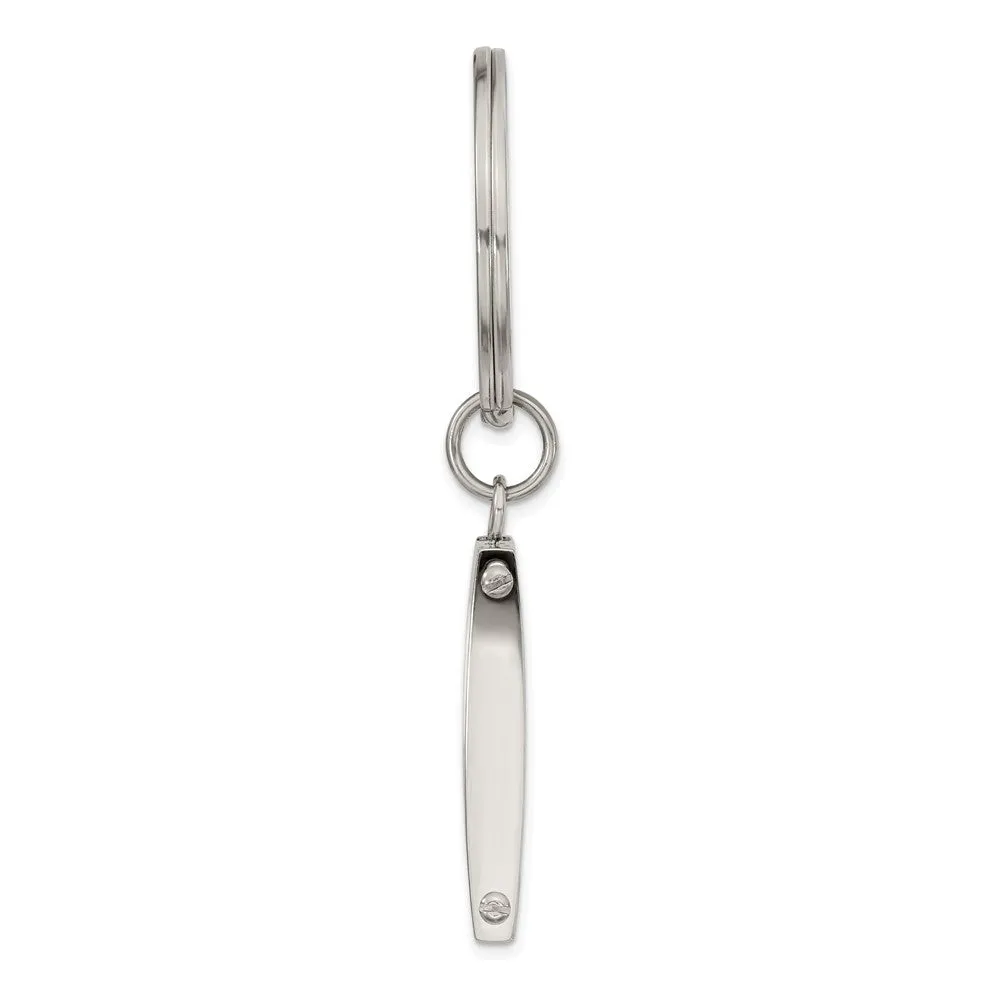 Chisel Stainless Steel Brushed and Polished Grey Carbon Fiber Inlay Key Ring