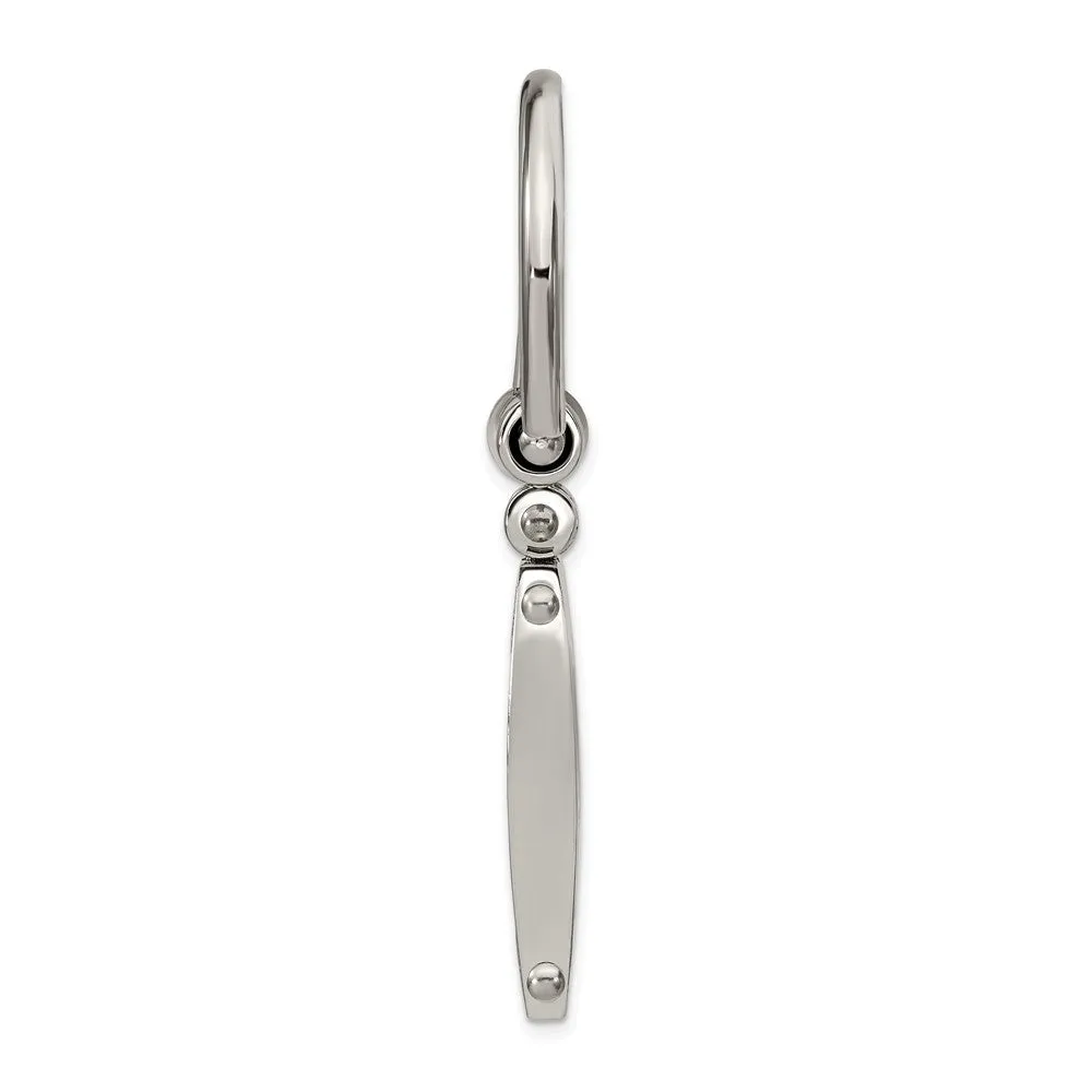 Chisel Stainless Steel Brushed and Polished Grey Carbon Fiber Inlay Key Ring