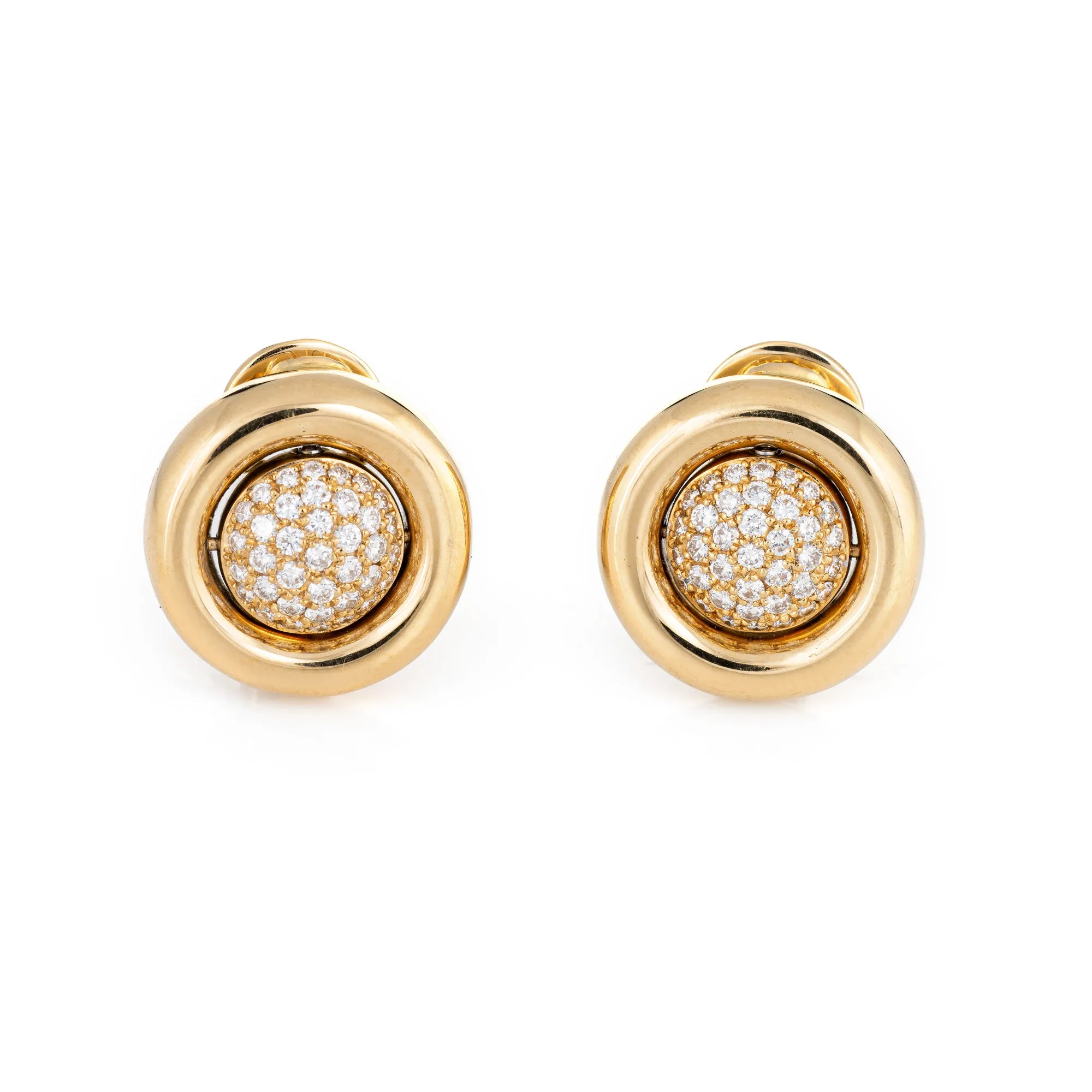 Chopard Diamond Earrings Movable Day Night 18k Yellow Gold Estate Jewelry
