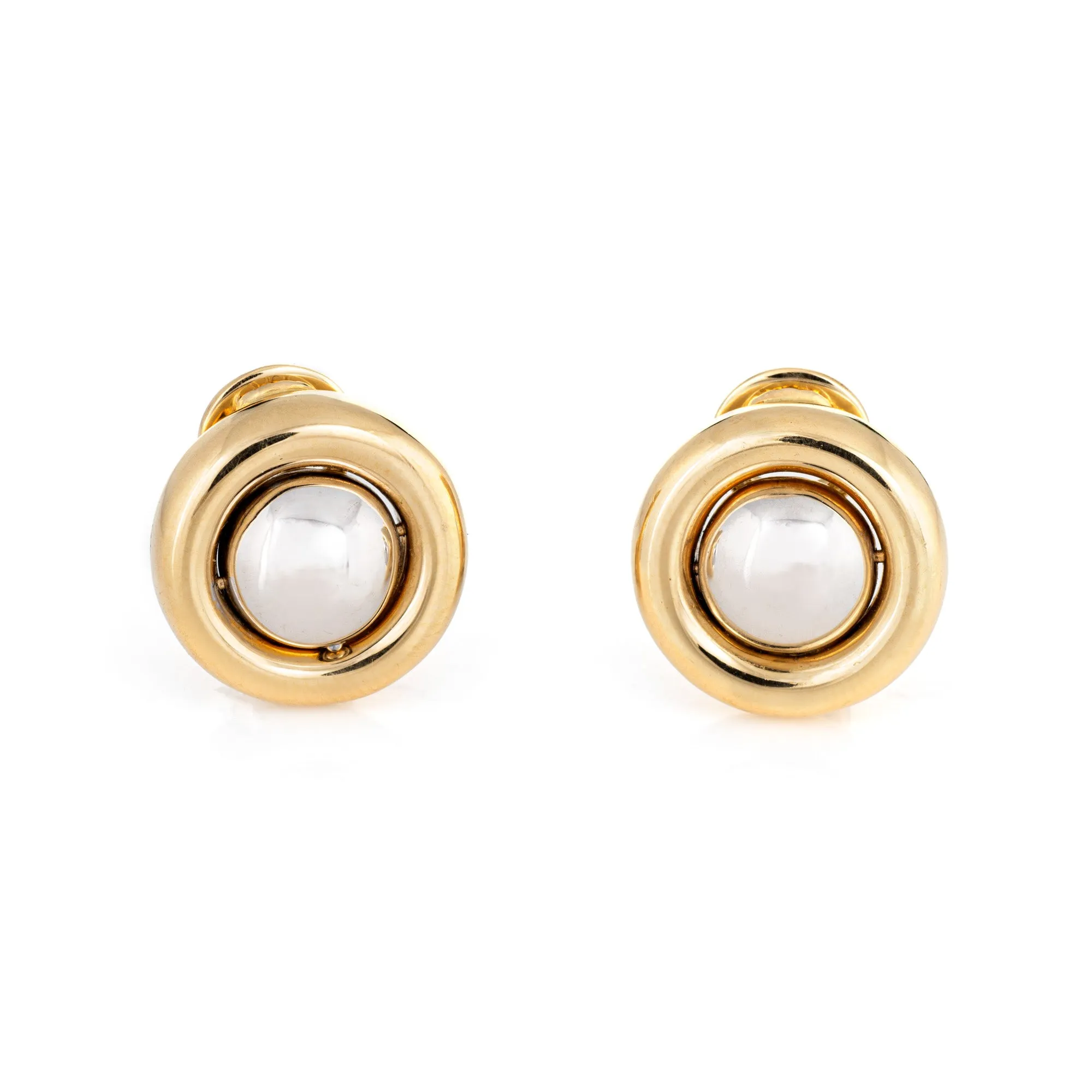 Chopard Diamond Earrings Movable Day Night 18k Yellow Gold Estate Jewelry