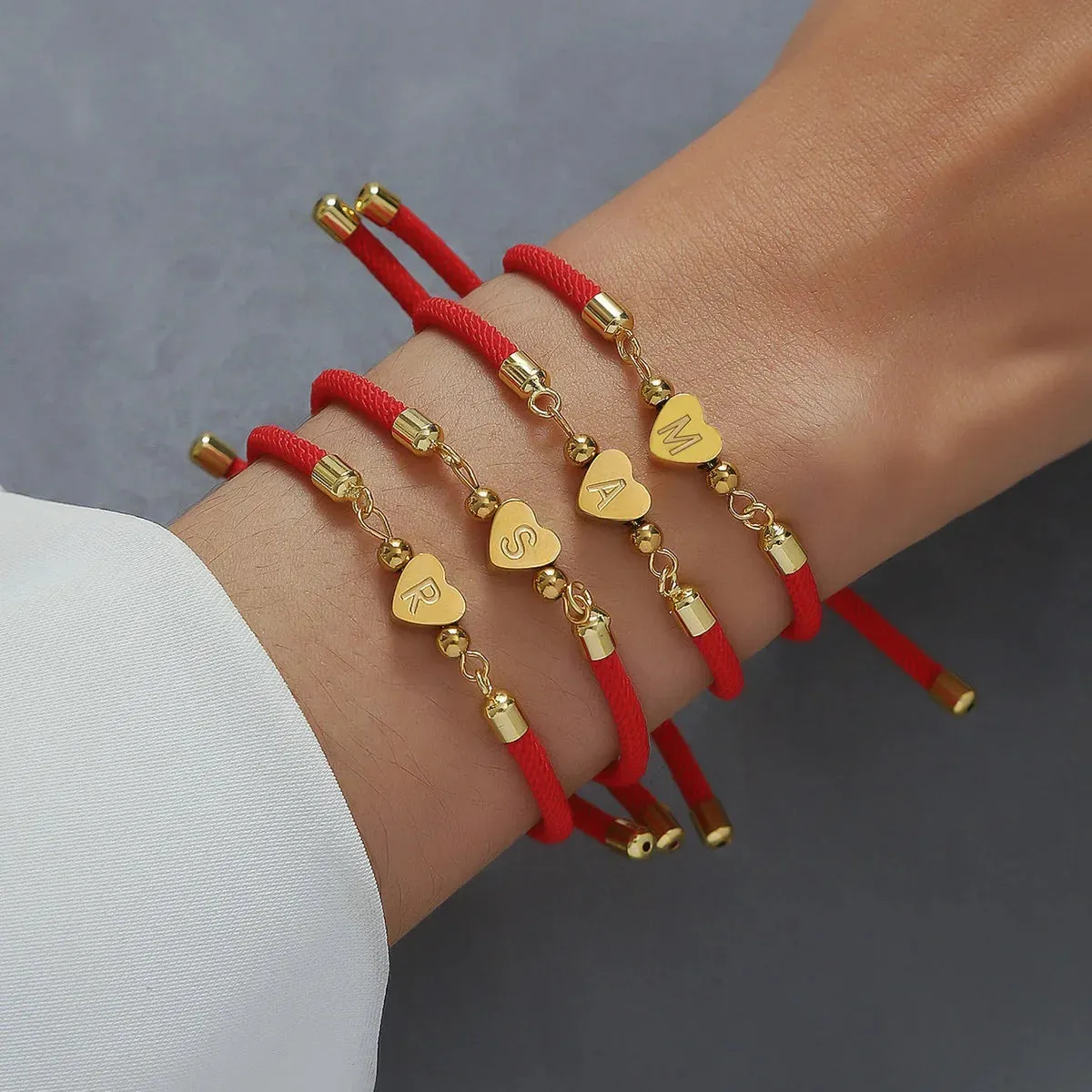 Classic A-Z Heart Initial Letter Bracelet Women Simpel Adjustable Colorful Rope Bracelet For Women Jewelry Gift