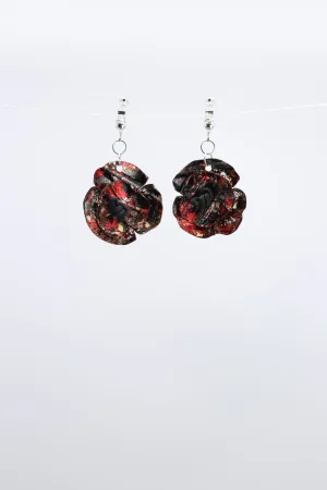 Clip on Hanging Poppy Flower Earrings