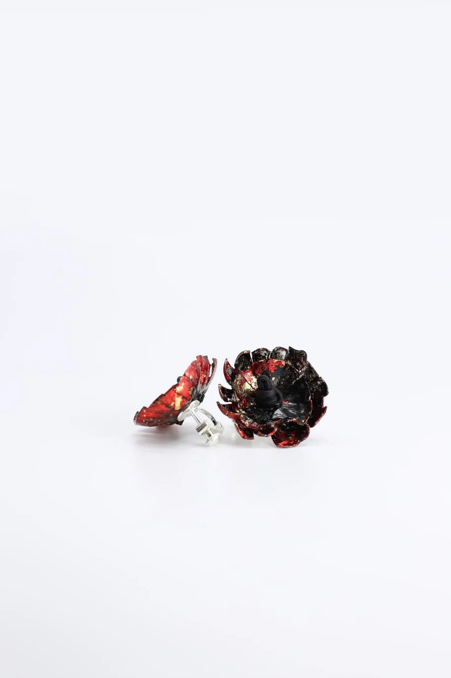 Clip on Sunflower Earrings - Hand gilded