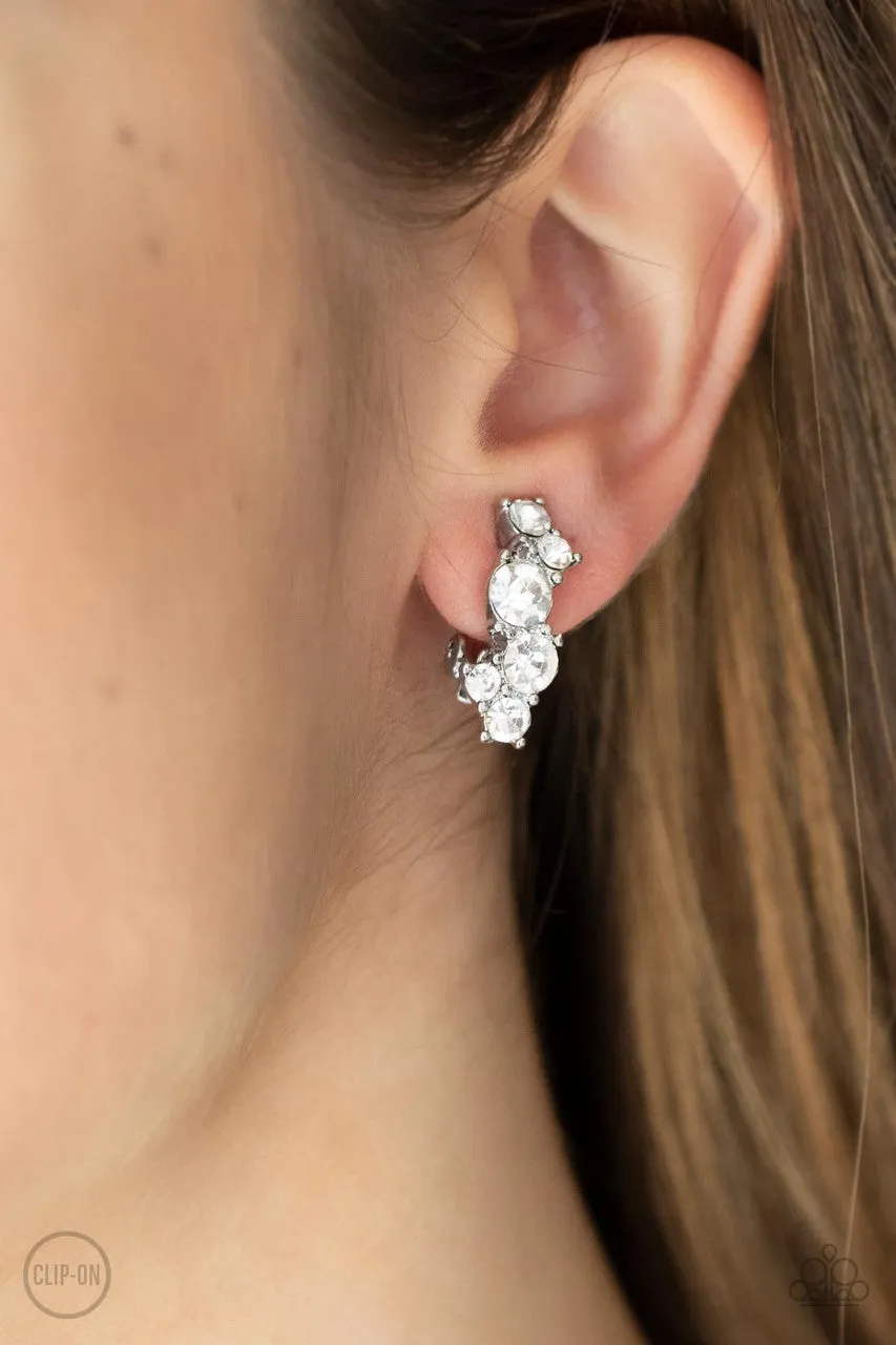 Cosmic Celebration White Paparazzi Clip-On Earrings