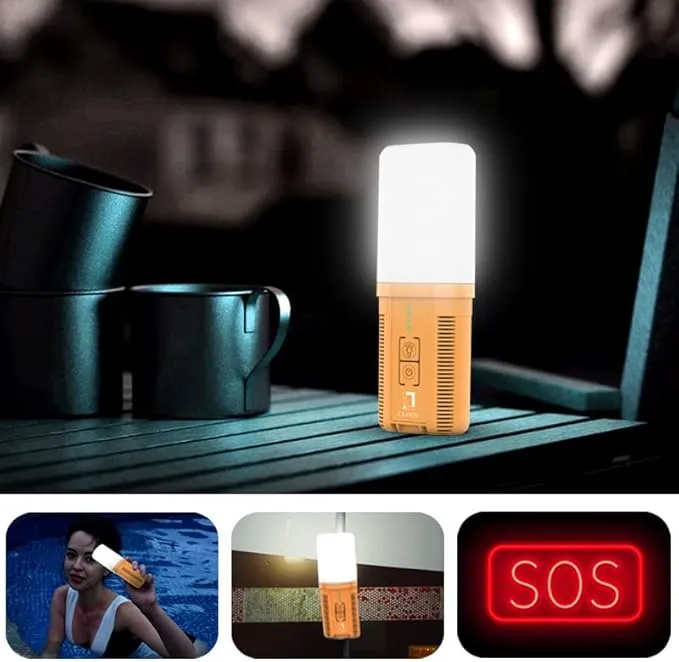COSWE Portable Camping Shower, Outdoor Camp Pump with Rechargeable 4400mAH Battery and 130LM Led Lighting Device for Camping Hiking Outdoor Beach Garden