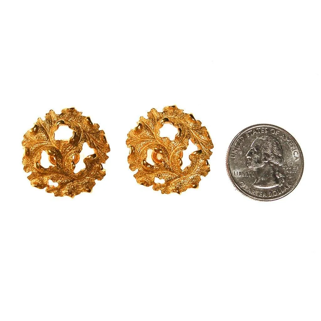 Crown Trifari Golden Leaves Earrings