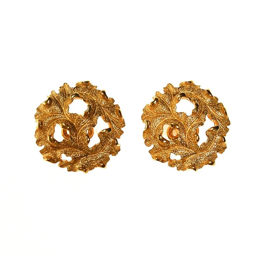 Crown Trifari Golden Leaves Earrings