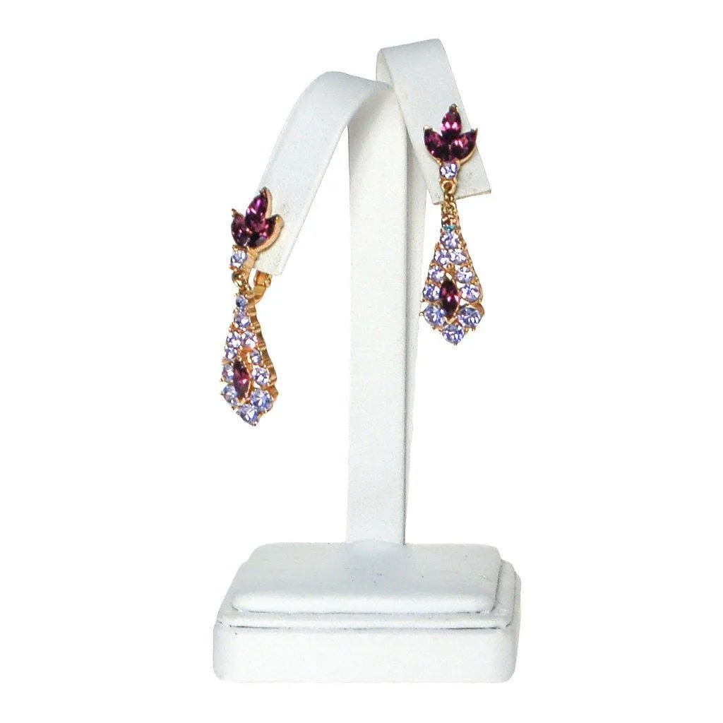 Crown Trifari Purple and Lavender Rhinestone Earrings
