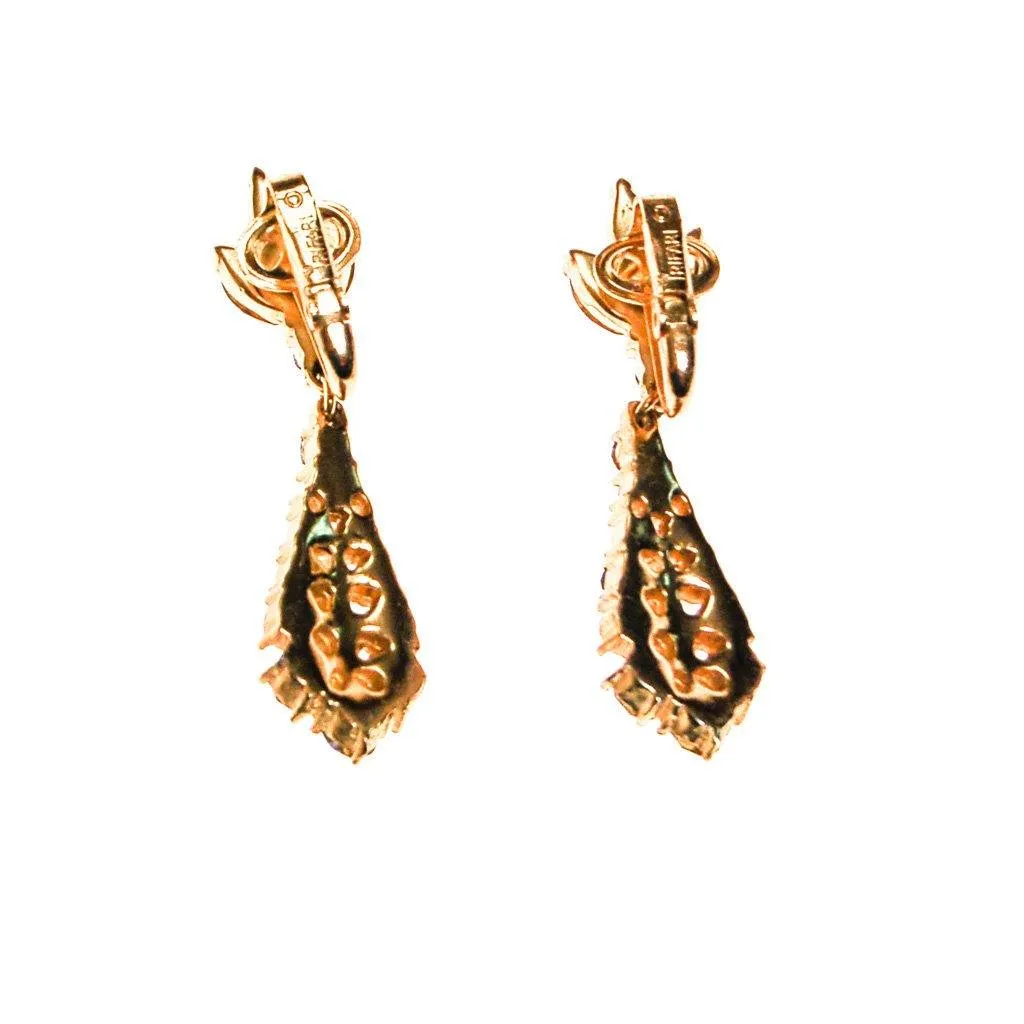 Crown Trifari Purple and Lavender Rhinestone Earrings
