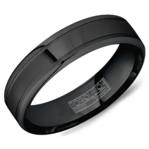 CrownRing Black Tungsten Sandpaper Groove Wedding Band