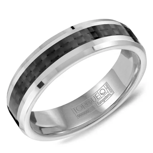 CrownRing Tungsten Wedding Band with Carbon Fiber Inlay