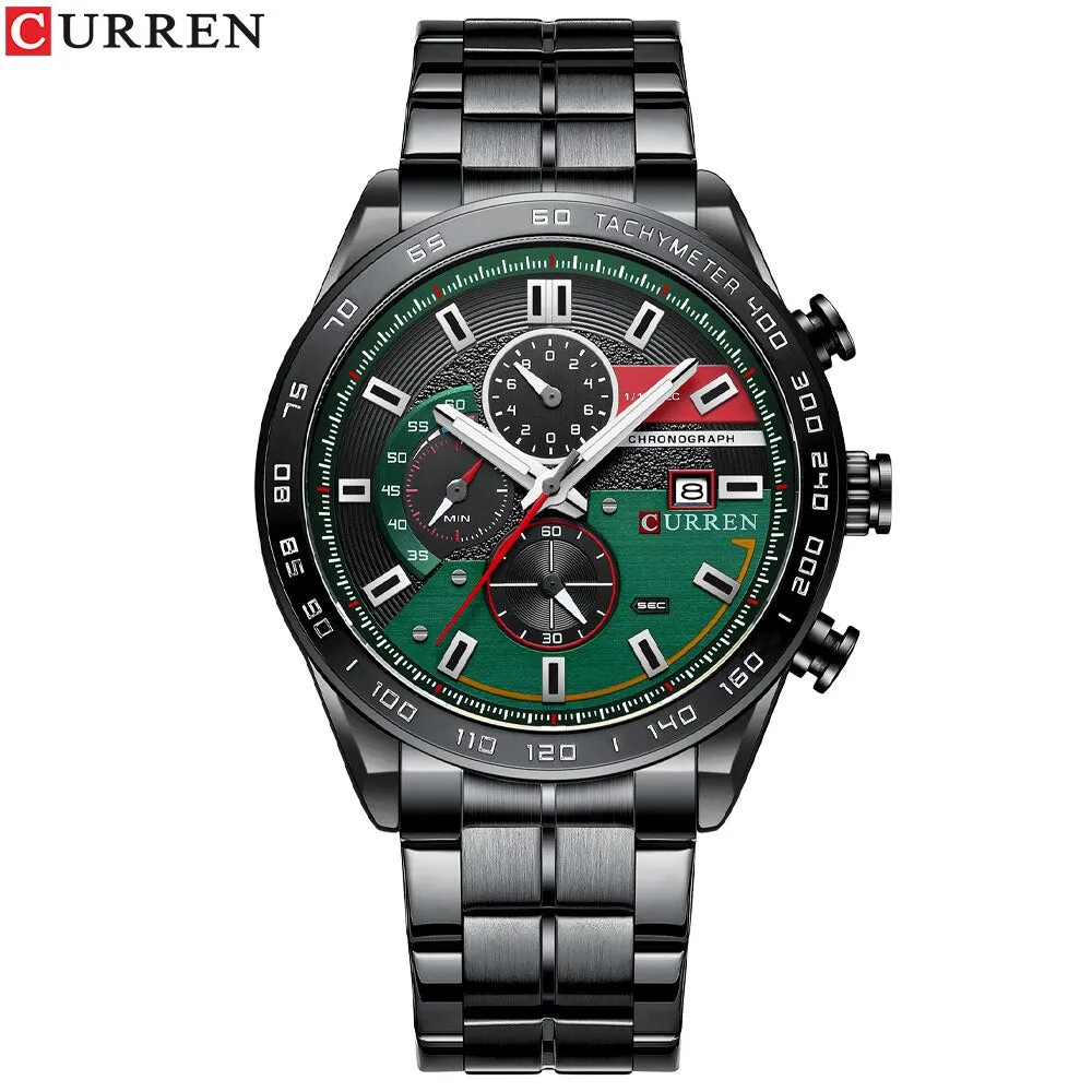 CURREN Men&#39;s Watch Top Brand Luxury Sports Analog Quartz Mens Watches Full Steel Waterproof Chronograph Wristwatch For Men Clock