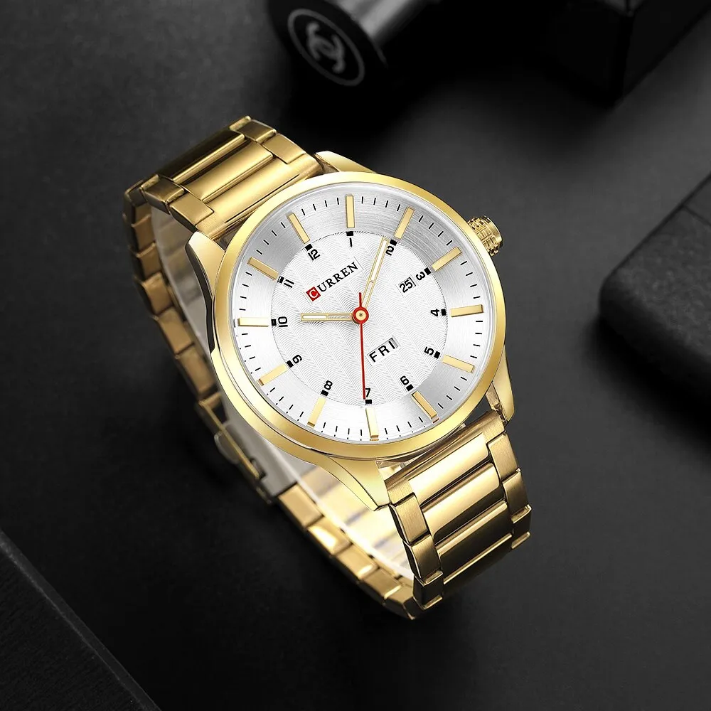 CURREN Watch Men Blue Luxury Quartz Steel Mens Watches Top Brand Chronograph Waterproof Sports Clock Men&#39;s Watch erkek kol saati