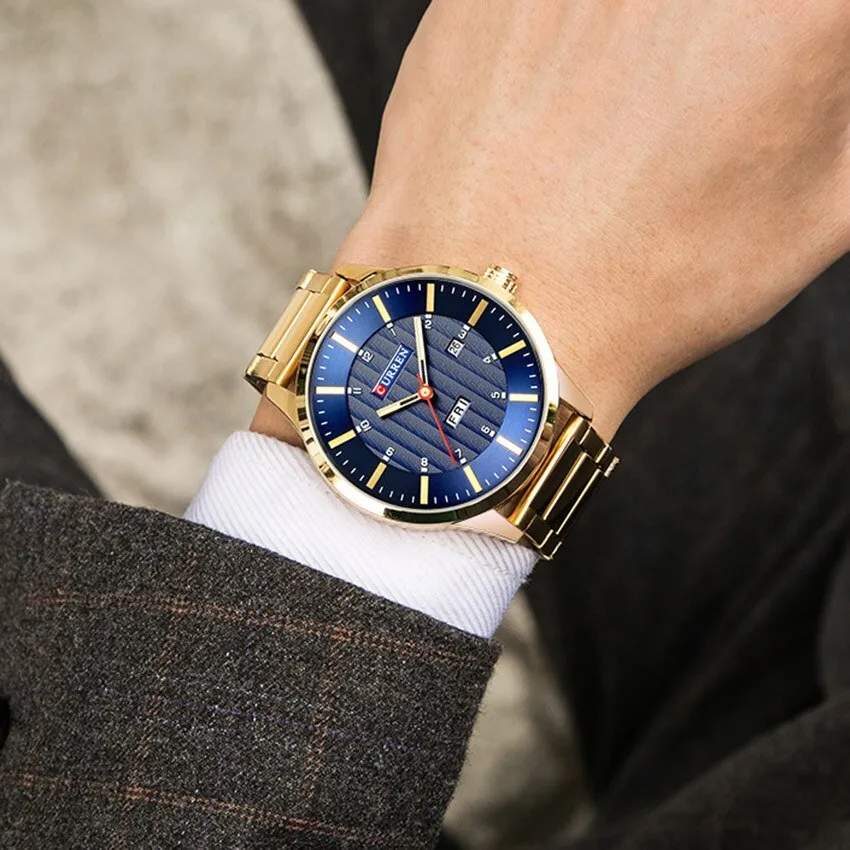 CURREN Watch Men Blue Luxury Quartz Steel Mens Watches Top Brand Chronograph Waterproof Sports Clock Men&#39;s Watch erkek kol saati