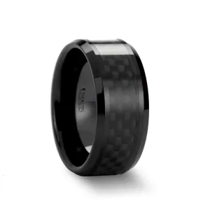 DAYTONA Black Ceramic with Black Carbon Fiber Inlay Wedding Band - 10 mm
