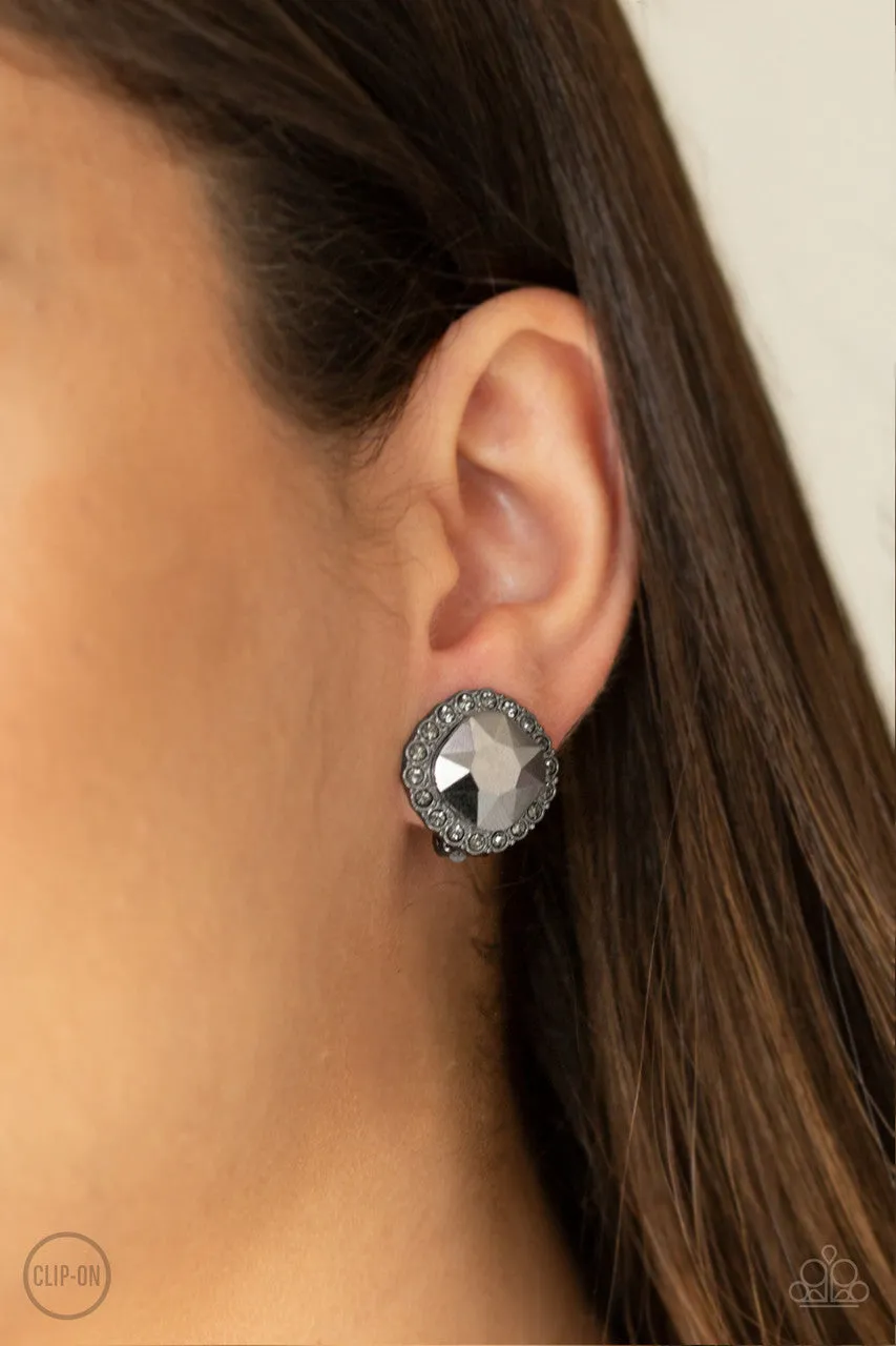 Diamond Duchess Black Paparazzi Clip-On Earrings