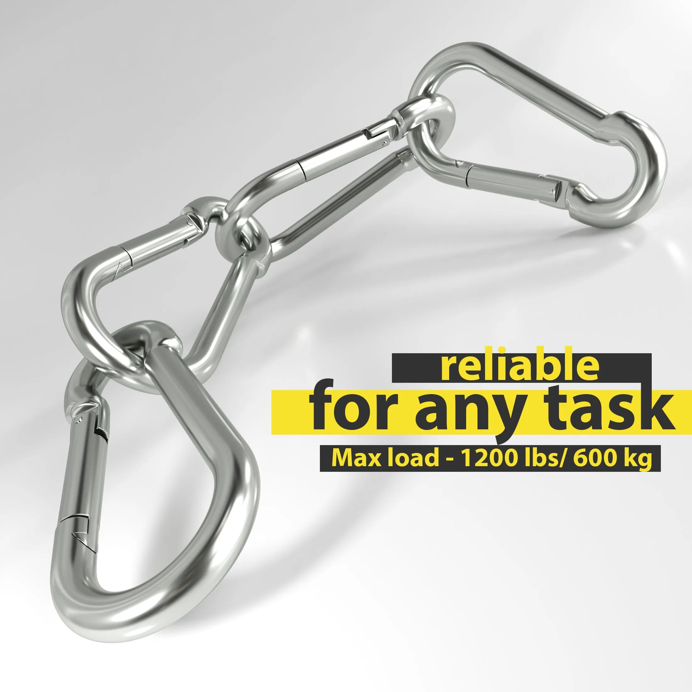 dimok Heavy Duty Carabiner Clips Stainless Steel Spring Snap Hook Set - Camping Swing Boating Hammock Hiking 3 1/2 Inch